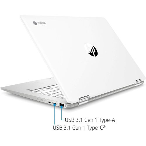 에이치피 2021 Newest HP X360 2-in-1 Chromebook 14 HD Touchscreen Laptop Intel Celeron N4000 Dual Core Intel UHD Graphics 600 4GB DDR4 RAM 32GB eMMC USB Typc-C B&O Play Ceramic White w/ RE 3