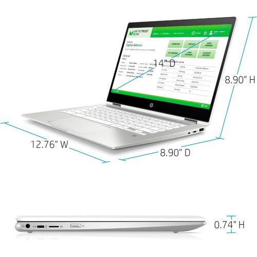 에이치피 2021 Newest HP X360 2-in-1 Chromebook 14 HD Touchscreen Laptop Intel Celeron N4000 Dual Core Intel UHD Graphics 600 4GB DDR4 RAM 32GB eMMC USB Typc-C B&O Play Ceramic White w/ RE 3