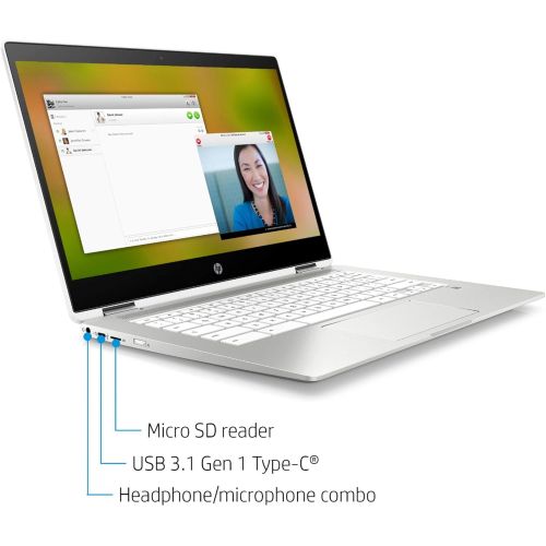 에이치피 2021 Newest HP X360 2-in-1 Chromebook 14 HD Touchscreen Laptop Intel Celeron N4000 Dual Core Intel UHD Graphics 600 4GB DDR4 RAM 32GB eMMC USB Typc-C B&O Play Ceramic White w/ RE 3