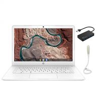 HP Chromebook, 14 Full HD Laptop, AMD A4-9120C, 4GB Memory, 32 GB eMMC Storage, Chrome OS, Wi-Fi, Snow White, Bundled with USB 3.0 Hub LED Light