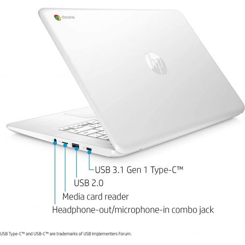 에이치피 HP Chromebook, 14 Full HD Laptop, AMD A4-9120C, 4GB Memory, 32 GB eMMC Storage, Chrome OS, Wi-Fi, Snow White, Bundled with USB 3.0 Hub LED Light