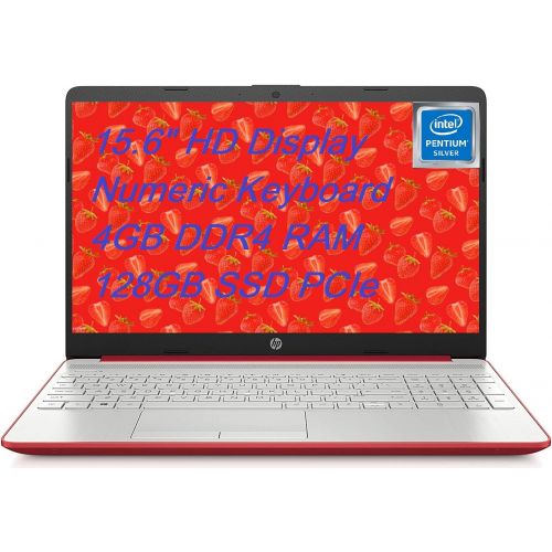 에이치피 HP High Performance Laptop, 15.6 HD Screen, Intel Pentium N5000 Processor, 4 GB DDR4, 128 GB SSD, Windows 10 in S Mode, Scarlet Red, BesTry Accessory Bundle