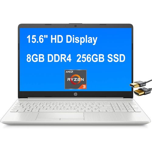 에이치피 Flagship HP 15 Business Laptop Computer 15.6 HD Micro-Edge SVA Display AMD Ryzen 3 3250U (Beats i5-7200u) 8GB DDR4 256GB SSD USB-C Webcam Win 10 + HDMI Cable