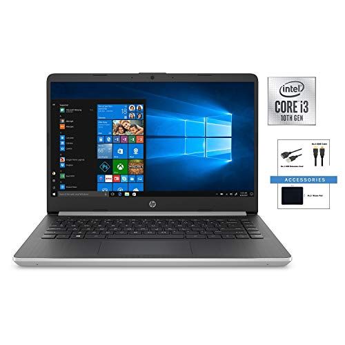 에이치피 HP 14 Inch HD WLED-Backlight Business Laptop w/ Accessories Intel Core i3-1005G1 4GB DDR4 RAM 128GB SSD WiFi Bluetooth HDMI USB Type-C Windows 10 Home S Silver