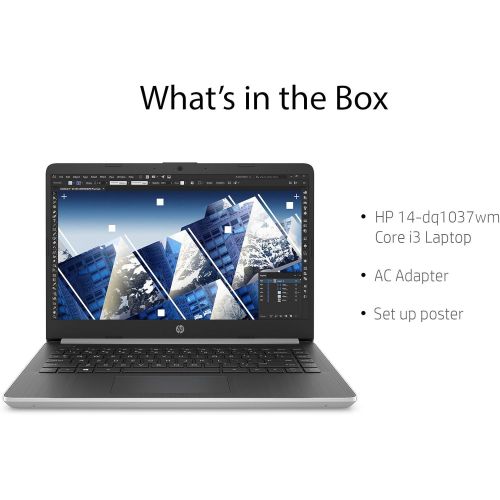 에이치피 HP 14 Inch HD WLED-Backlight Business Laptop w/ Accessories Intel Core i3-1005G1 4GB DDR4 RAM 128GB SSD WiFi Bluetooth HDMI USB Type-C Windows 10 Home S Silver