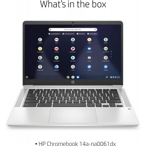 에이치피 HP 14 Chromebook, FHD IPS Laptop, Intel Celeron N4000, 4GB Memory 32GB eMMC, Webcam, Chrome OS, Natural Silver, Bundled with TSBEAU USB LED Light & 4-Port USB 3.0 Hub & 128GB Micro