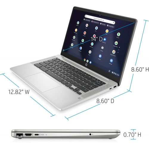에이치피 HP 14 Chromebook, FHD IPS Laptop, Intel Celeron N4000, 4GB Memory 32GB eMMC, Webcam, Chrome OS, Natural Silver, Bundled with TSBEAU USB LED Light & 4-Port USB 3.0 Hub & 128GB Micro