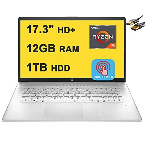 에이치피 HP Flagship 17 Laptop Computer 17.3 HD+ Touchscreen AMD 6-Core Ryzen 5 5500U (Beats i7-1160G7) 12GB RAM 1TB HDD AMD Radeon Graphics USB-C Up to 7 Hours of Battery Life Win10 + HDMI