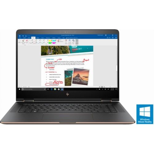 에이치피 HP Spectre x360 2-in-1 15.6 4K Ultra HD Touch-Screen Laptop, Intel i7 8th Gen CPU (8550U, QUAD CORE)- 16GB Memory - 512GB SSD - Dark Ash Silver