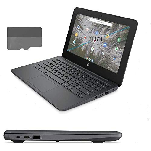 에이치피 HP Chromebook 11.6 HD Widescreen ComfyView LED-Backlit Laptop Bundle 64GB MicroSD Card Intel Celeron N3350 4GB RAM 32GeMMc Flash Memory Webcam WiFi Chrome OS