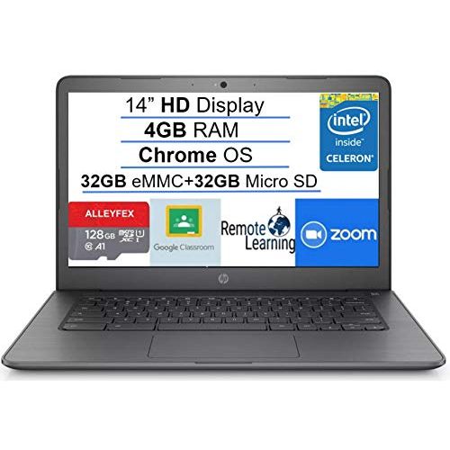 에이치피 2020 HP Chromebook 14-inch Laptop Computer for Online Class/Remote Work, Intel Celeron N3350, 4 GB RAM, 64GB Space(32 GB eMMC+32GB MemoryCard), Chrome OS, WiFi, Bluetooth, 10 Hrs B