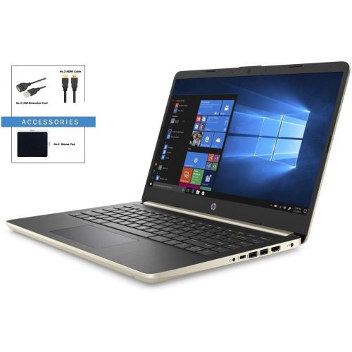 에이치피 HP 14 Inch HD WLED-Backlight Business Laptop Intel Core i3-1005G1 4GB DDR4 RAM 128GB SSD WiFi Bluetooth HDMI Windows 10 Home S Gold with HDMI Cable Bundle