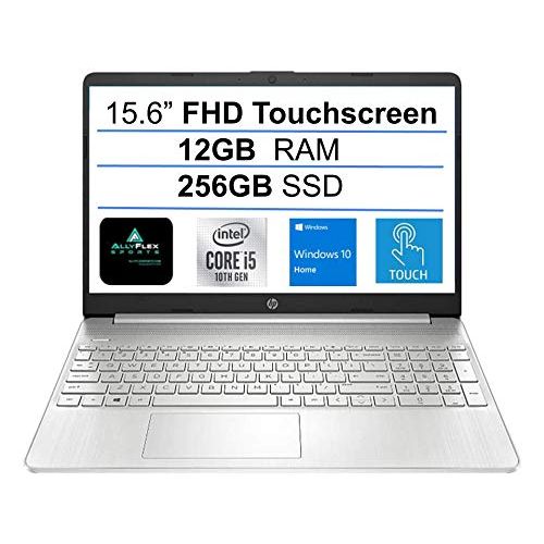 에이치피 2021 Newest HP 15.6 FHD IPS Touchscreen Laptop,10th Gen Intel Quad-Core i5-1035G1 (Up to 3.60GHz, Beat i7-8550U), 12GB RAM, 256GB SSD, Webcam, HDMI, USB-C, WiFi, Windows 10 Home+ A