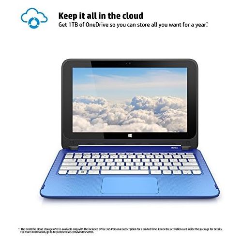 에이치피 (Discontinued) HP Stream 11.6-Inch Convertible Touchscreen Laptop (Intel Celeron, 2 GB, 32 GB SSD, Blue) Includes Office 365 Personal for One Year