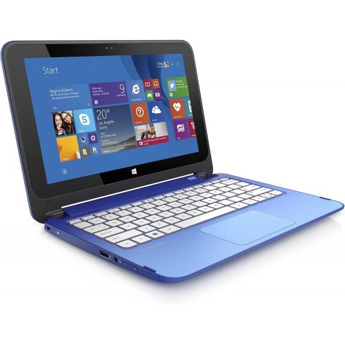 에이치피 (Discontinued) HP Stream 11.6-Inch Convertible Touchscreen Laptop (Intel Celeron, 2 GB, 32 GB SSD, Blue) Includes Office 365 Personal for One Year