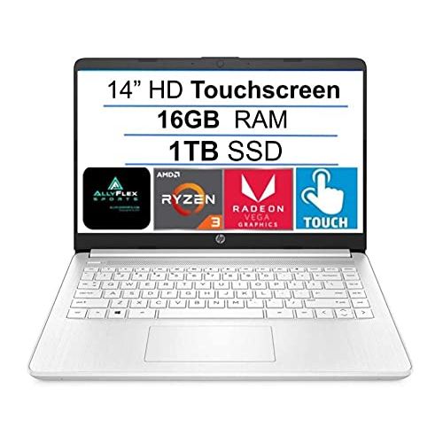 에이치피 2021 Newest HP 14 HD Touchscreen Laptop Computer, AMD Ryzen 3 3250U up to 3.5GHz (Beat i5-7200U), 16GB DDR4 RAM, 1TB SSD, WiFi, Bluetooth, HDMI, Webcam, Remote Work, Windows 10 S,
