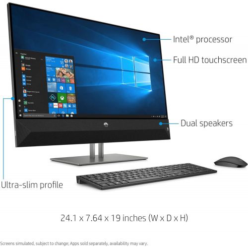 에이치피 HP Pavilion 27-inch All-in-One Computer, Intel Core i5+8400T, 8 GB RAM and 16 GB Intel Optane memory, 2 TB hard drive, Windows 10 (27-xa0050, Black)