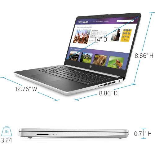 에이치피 HP 14“ HD 1366x768 WLED-Backlit Display Thin and Light Laptop, Intel Core i3-1005G1 Dual-Core Processor, 4GB SDRAM RAM 128GB M.2 SSD, HDMI, 802.11b/g/n/ac, Bluetooth, Webcam, Windo