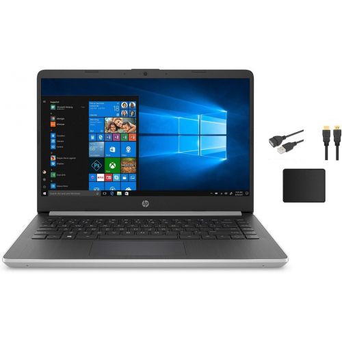 에이치피 HP 14 Inch HD WLED-Backlight Business Laptop Intel Core i3-1005G1 4GB DDR4 RAM 128GB SSD WiFi Bluetooth HDMI Windows 10 Home S Silver with HDMI Cable Bundle