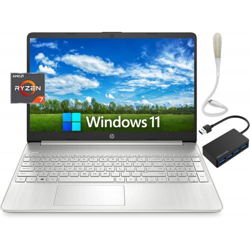 에이치피 HP 15.6 HD (1366x768) Micro-Edge Display Laptop, 8-Core AMD Ryzen 7 5700U, 8GB RAM 1TB PCIe SSD, AMD Radeon Graphics, Wi-Fi 6, Bluetooth, Windows 11 Home, Bundle with 4-Port USB Hu