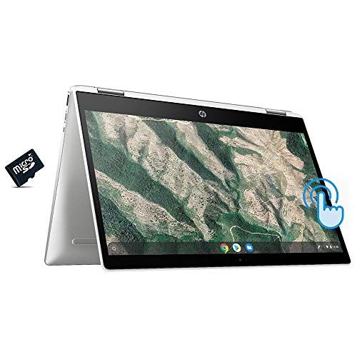 에이치피 2020 HP x360 2-in-1 Chromebook 14 HD Touchscreen Laptop Computer, Intel Celeron N4000, 4GB RAM, 32GB eMMC, B&O Audio, HD Webcam, Intel UHD Graphics 600, Chrome OS, White, 32GB Snow