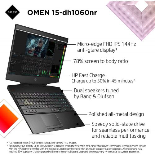 에이치피 HP OMEN New 15 Gaming Laptop, 15.6 Full HD, Intel Core i7-10750H, NVIDIA GeForce RTX 2070 with Max-Q (8 GB), 16 GB DDR4 RAM, 1TB 7200 RPM SATA Hard Drive and 512 GB SSD Storage, RG