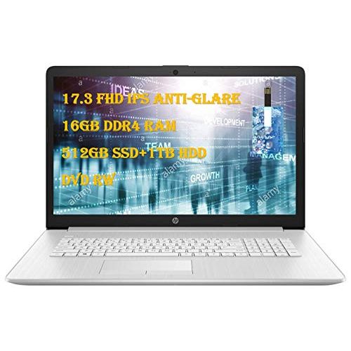 에이치피 2020 HP Laptop 17 Newest Business Laptop Computer 17.3 Full HD IPS 10th Gen Intel Quad-Core i5-1035G1( i7-8550U) 16GB DDR4 RAM, 512GB SSD 1TB HDD Backlit KB WiFi Win 10 with E.S Ho