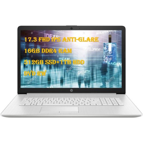에이치피 2020 HP Laptop 17 Newest Business Laptop Computer 17.3 Full HD IPS 10th Gen Intel Quad-Core i5-1035G1( i7-8550U) 16GB DDR4 RAM, 512GB SSD 1TB HDD Backlit KB WiFi Win 10 with E.S Ho