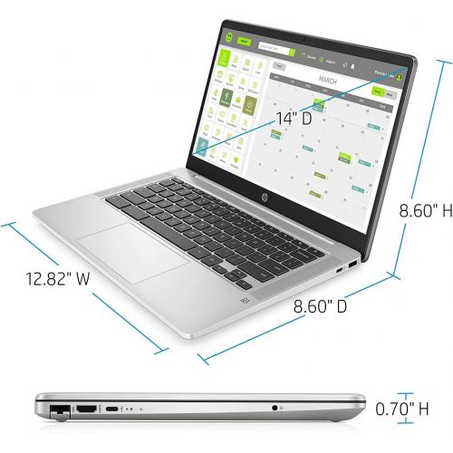 에이치피 2020 HP 14 Premium FHD IPS Anti-Glare WLED-Backlit Chromebook, Intel Celeron N4000 up to 2.6GHz, 4GB DDR4, 64GB eMMC, WiFi, Media Reader, USB-C, Bluetooth, Webcam, Chrome OS, Aloha