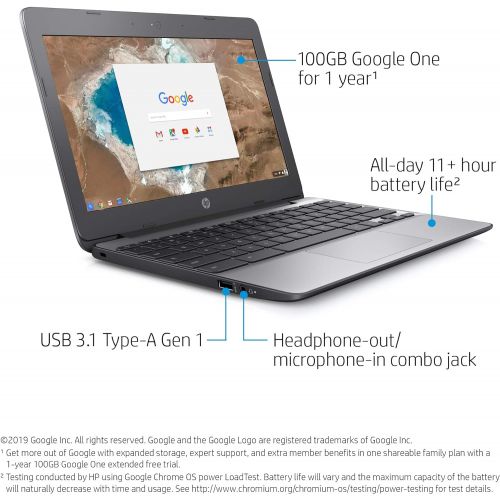 에이치피 HP Chromebook 11-Inch Laptop, Intel Celeron N3060 Processor, 2 GB SDRAM, 16 GB eMMC Storage, Chrome OS (11-v000nr, Ash Gray)