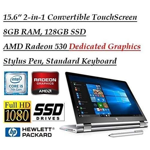 에이치피 2018 Newest Flagship HP X360 15.6 Inch Full HD Touchscreen 2-in-1 Convertible Laptop with Stylus Pen (Intel Core i5-7200U, 8GB RAM, 128GB SSD, AMD Radeon 530 2GB Dedicated Graphics