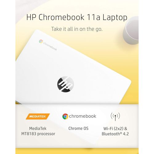 에이치피 HP Chromebook 11-inch Laptop - MediaTek - MT8183 - 4 GB RAM - 32 GB eMMC Storage - 11.6-inch HD Display - with Chrome OS - (11a-na0020nr, 2020 Model, Snow White)