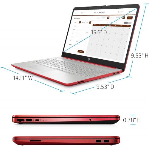 에이치피 HP 15 15.6 Laptop Computer_ Intel Pentium Gold 6405U 2.4GHz_ 16GB DDR4 RAM, 512GB SSD_ AC WiFi_ Bluetooth 4.2_ Type-C_ HDMI_ Webcam_ Scarlet Red_ Remote Work_ Windows 10 S_ BROAGE