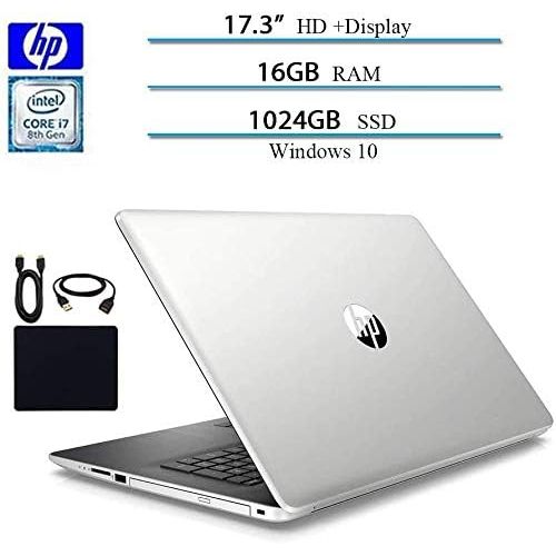 에이치피 2019 Newest HP. 17.3 Inches Laptop Business Notebook Computer, Intel Quad Core i7-8550U Processor, 16GB RAM, 1TB SSD + 16GB Optane, Sliver, DVD Driver, GbE LAN, Webcam, Windows 10