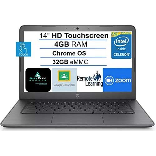 에이치피 2021 HP Chromebook 14-inch Touchscreen Laptop Computer, Intel Celeron N3350, 4 GB RAM, 32 GB eMMC, Chrome OS, WiFi, Webcam, USB Type-C, Bluetooth, 10 Hrs Battery+AlleFlex MP