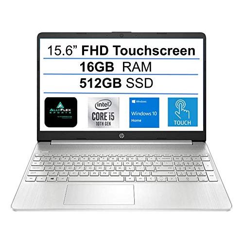 에이치피 2021 Newest HP 15.6 FHD IPS Touchscreen Laptop,10th Gen Intel Quad-Core i5-1035G1 (Up to 3.60GHz, Beat i7-8550U), 16GB RAM, 512GB SSD, Webcam, HDMI, USB-C, WiFi, Windows 10 Home+ A