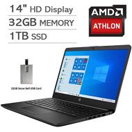 2021 HP Pavilion 14 HD LED Laptop Computer, AMD Athlon Silver 3050U Processor, 32GB RAM, 1TB SSD, AMD Radeon Graphics, USB-C, Stereo Speakers, Built-in Webcam, Win 10, Black, 32GB