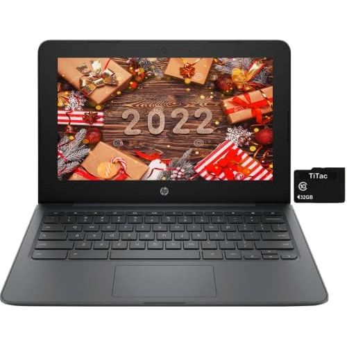 에이치피 2021 HP Chromebook 11.6 Inch Laptop, Intel Celeron N3350 up to 2.4 GHz, 4GB RAM, 32GB eMMC, WiFi, Webcam, USB Type C, Chrome OS + TiTac Accessory (Zoom or Google Classroom Compatib