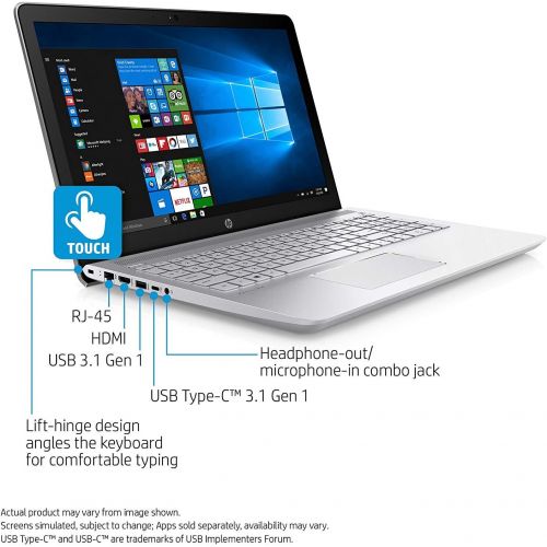 에이치피 HP 15.6 inch HD Laptop, Intel Core i5-7200U Processor 2.5GHz, 12GB DDR4 RAM, 1TB HDD, HDMI, Bluetooth, SuperMulti DVD, WiFi, HD Webcam, Windows 10 -Turbo Silver