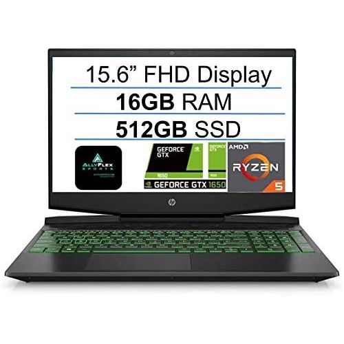 에이치피 Newest HP Pavilion 15.6 FHD Gaming Laptop, AMD 3rd Gen 6-Core Ryzen 5 4600H(Up to 4.0Ghz), NVIDIA GeForce GTX 1650, 16GB DDR4 RAM, 512GB SSD, B&O Audio, Backlit Keyboard, HDMI, Win