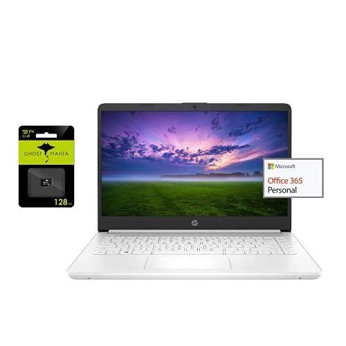 에이치피 HP 2021 Stream 14in HD Laptop Light-Weight, Intel N4020 (Up tp 2.8GHz), 4GB RAM, 64GB eMMC, Webcam, HDMI, WiFi, 1 Year Office 365, Google Classroom or Zoom Compatible, w/128GB SD C