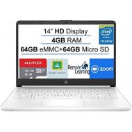 HP 2021 Newest Stream 14-inch HD Laptop, White, Intel N4020 up to 2.8 G, 4G RAM, 128G Space(64G eMMC+64G Micro SD), WiFi, Webcam, Bluetooth, Windows 10 S, Office 365 Personal for 1