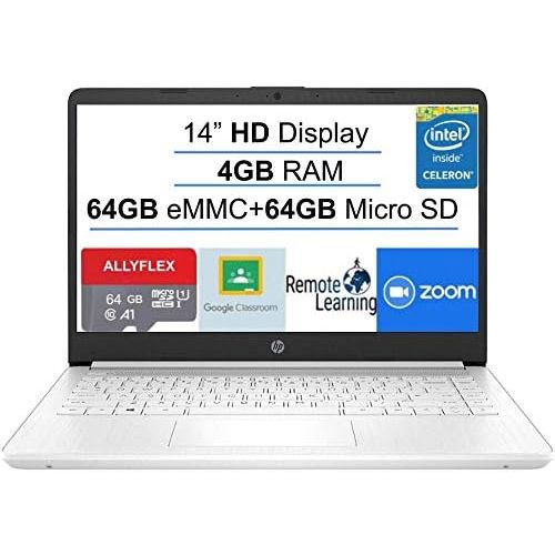 에이치피 HP 2021 Newest Stream 14-inch HD Laptop, White, Intel N4020 up to 2.8 G, 4G RAM, 128G Space(64G eMMC+64G Micro SD), WiFi, Webcam, Bluetooth, Windows 10 S, Office 365 Personal for 1