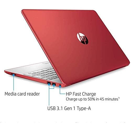 에이치피 2021 HP 15.6 HD Laptop Computer Intel Dual-Core Pentium 6405U Processor 8GB RAM 128GB SSD Intel UHD Graphics HD Webcam Bluetooth RJ-45 USB-C HDMI Windows 10 Pro Scarlet Red w/RE US