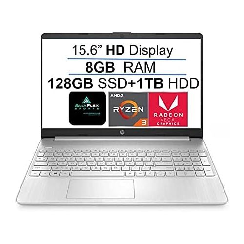 에이치피 2021 Newest HP 15 15.6 HD Display Laptop Computer, AMD Ryzen 3 3250U(up to 3.5GHz, Beat i3-8130U), 8GB DDR4 RAM, 128GB SSD+1TB HDD, WiFi, Bluetooth, HDMI, Webcam, Remote Work, Win