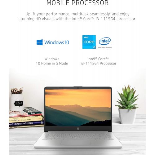 에이치피 HP 14 Laptop, 11th Gen Intel Core i3-1115G4, 4 GB RAM, 128 GB SSD Storage, 14-inch HD Display, Windows 10 in S Mode, Long Battery Life, Fast-Charge Technology, Thin & Light Design