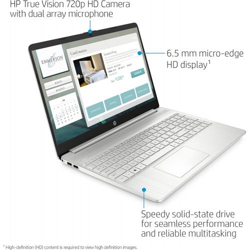 에이치피 2021 Newest HP 15.6 HD Display Laptop, AMD Athlon Silver 3050U(up to 3.2GHz, Beat i3-8130U), 8GB RAM, 256GB SSD, 1-Year Office 365, WiFi, Bluetooth, HDMI, Webcam, Win 10S, Silver,