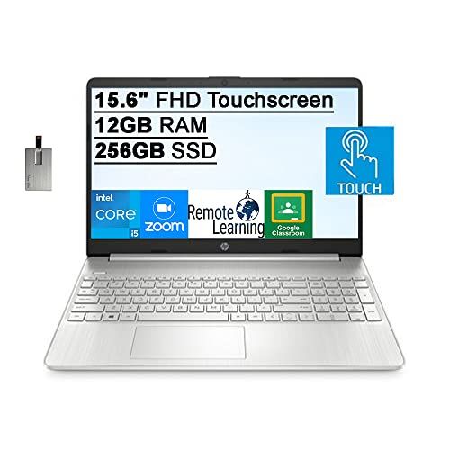 에이치피 2022 HP 15.6 FHD Touchscreen Laptop Computer, Intel Core i5-1135G7 Processor, 12GB DDR4 RAM, 256GB SSD, Intel Iris Xe Graphics, HD Webcam, HD Audio, USB-C, Windows 11, Silver, 32GB