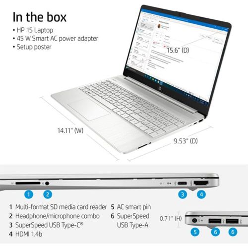 에이치피 2022 HP 15.6 FHD Touchscreen Laptop Computer, Intel Core i5-1135G7 Processor, 12GB DDR4 RAM, 256GB SSD, Intel Iris Xe Graphics, HD Webcam, HD Audio, USB-C, Windows 11, Silver, 32GB