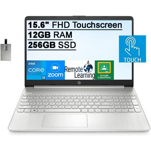 에이치피 2022 HP 15.6 FHD Touchscreen Laptop Computer, Intel Core i5-1135G7 Processor, 12GB DDR4 RAM, 256GB SSD, Intel Iris Xe Graphics, HD Webcam, HD Audio, USB-C, Windows 11, Silver, 32GB